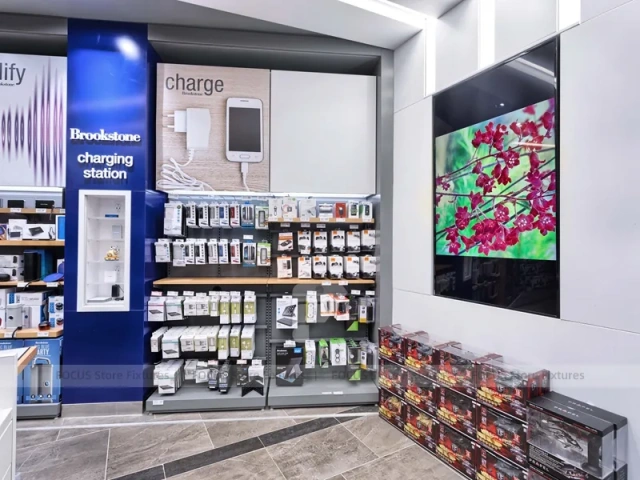 Gray Mobile Accessories Store Aisle Shelving