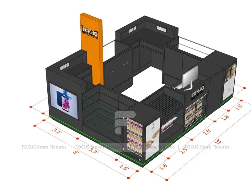Gray Orange Mobile Phone Kiosk Layout