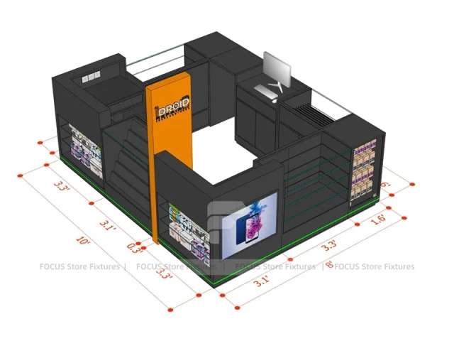 Gray Orange Mobile Phone Kiosk Layout