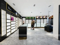Green Black Makeup Counter and Wall Shelving