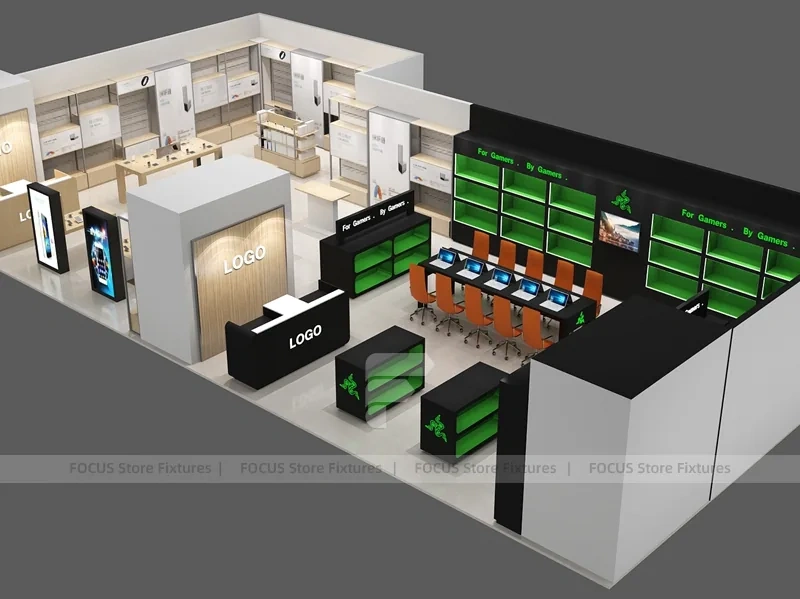 Green Black Mobile Accessories Store Layout