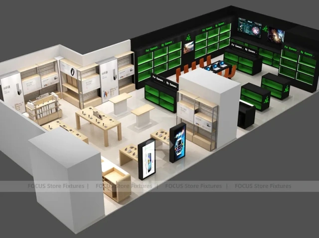 Green Black Mobile Accessories Store Layout