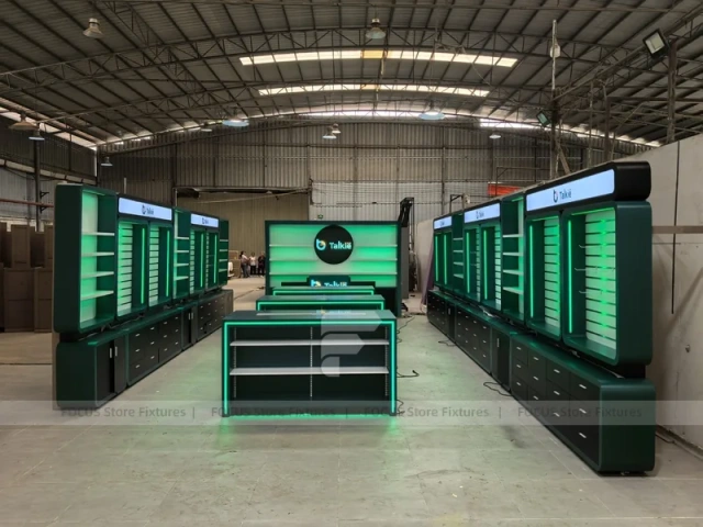 Green Black Mobile Accessories Store Layout Wide