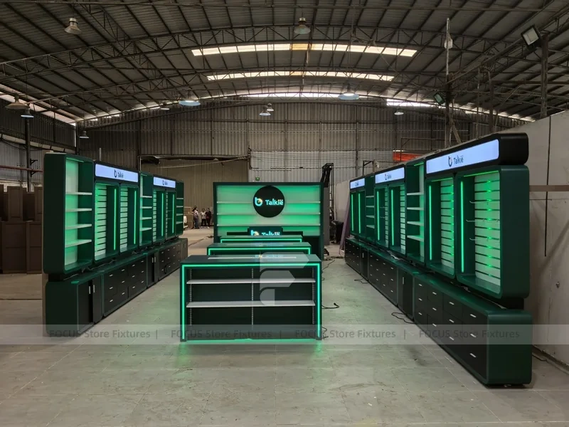 Green Black Mobile Accessories Store Layout Wide
