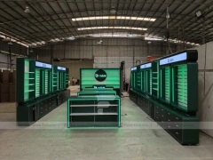 Green Black Mobile Accessories Store Layout Wide