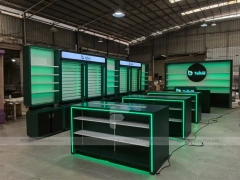 Green Black Mobile Accessories Store Layout Wide