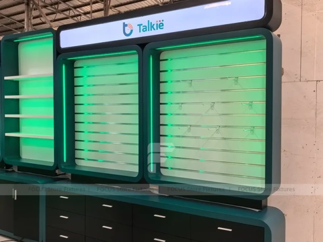 Green Black Mobile Accessories Store Layout Wide