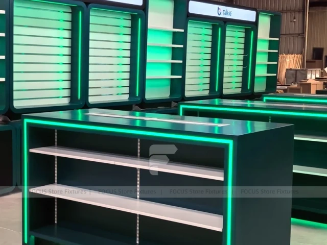 Green Black Mobile Accessories Store Layout Wide