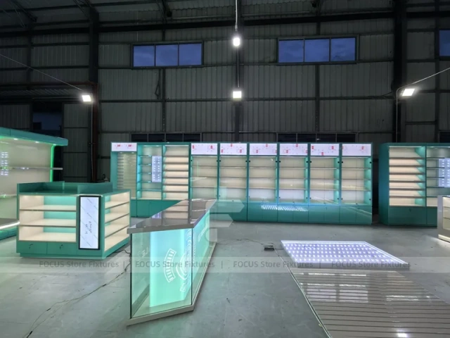 Green White Mobile Phone Store Fixtures
