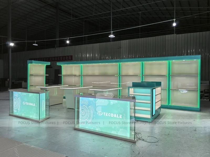 Green White Mobile Phone Store Fixtures