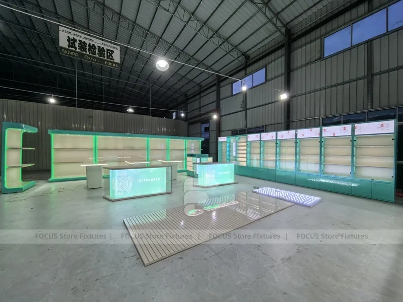 Green White Mobile Phone Store Fixtures
