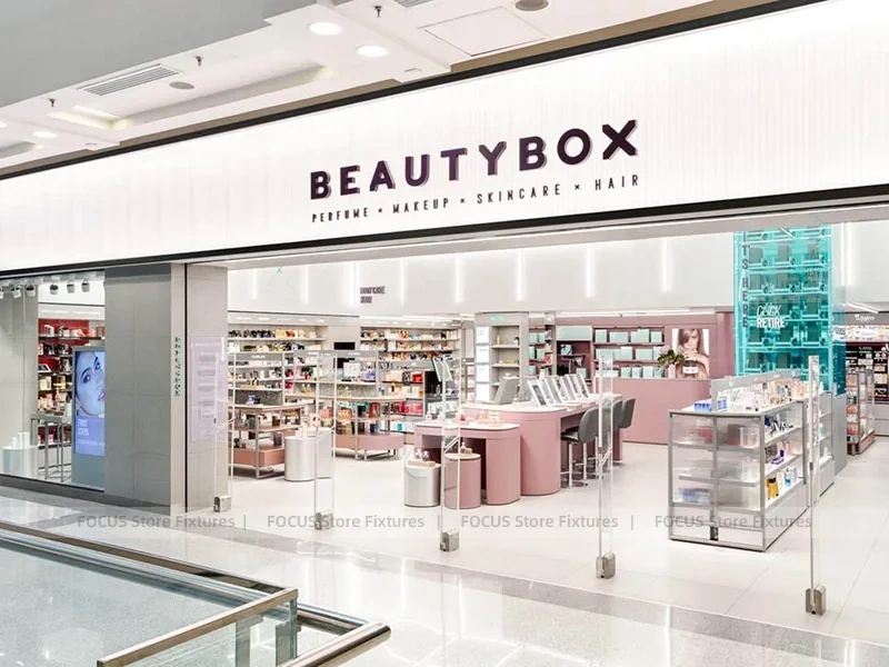 Lancome White Cosmetics Retail Shelving Wall