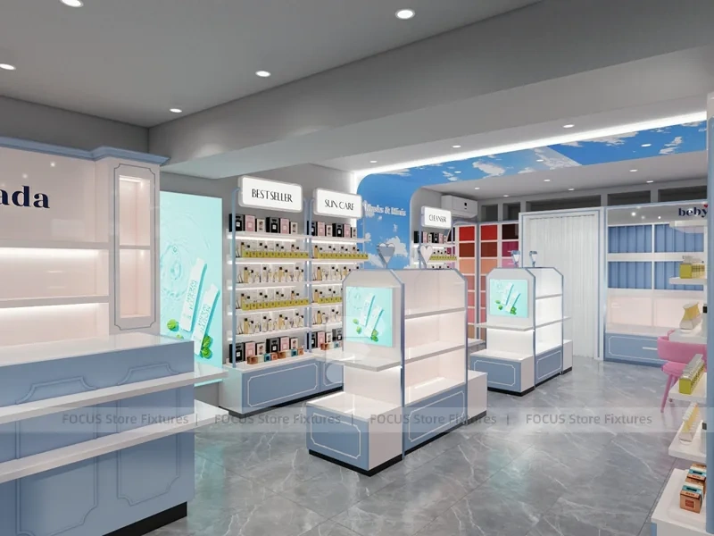 Light Blue Skincare Store Interior