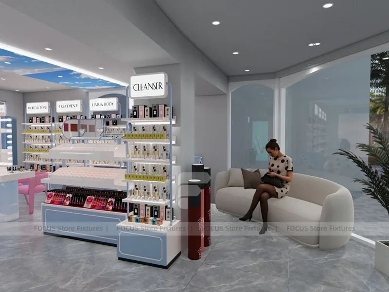Light Blue Skincare Store Interior