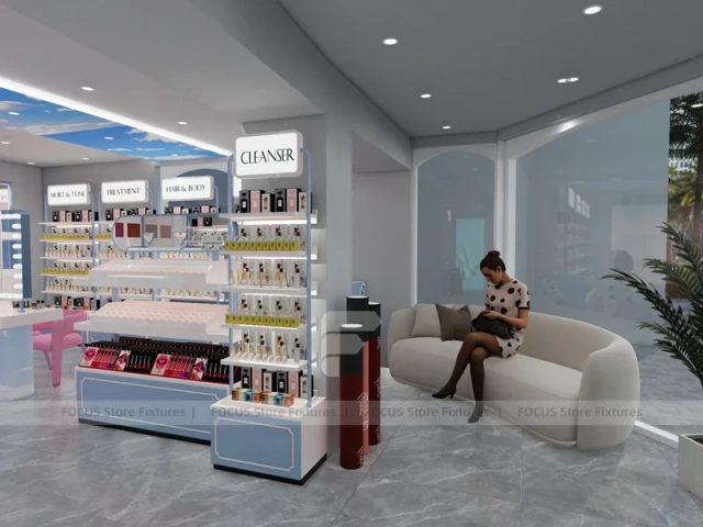 Light Blue Skincare Store Interior