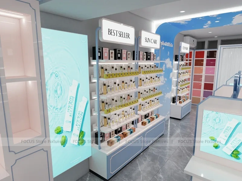 Light Blue Skincare Store Interior