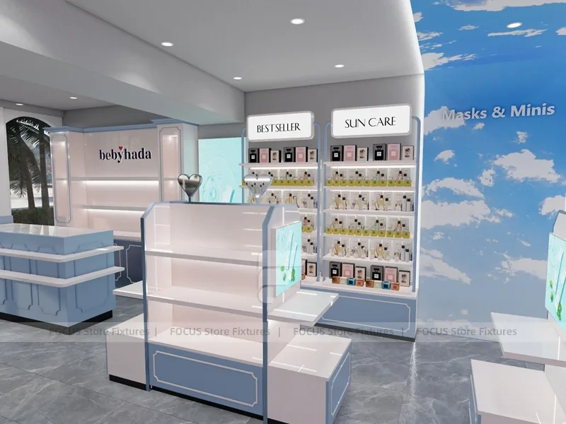 Light Blue Skincare Store Interior