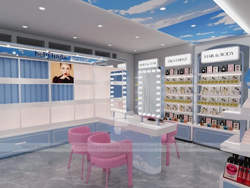Light Blue Skincare Store Interior