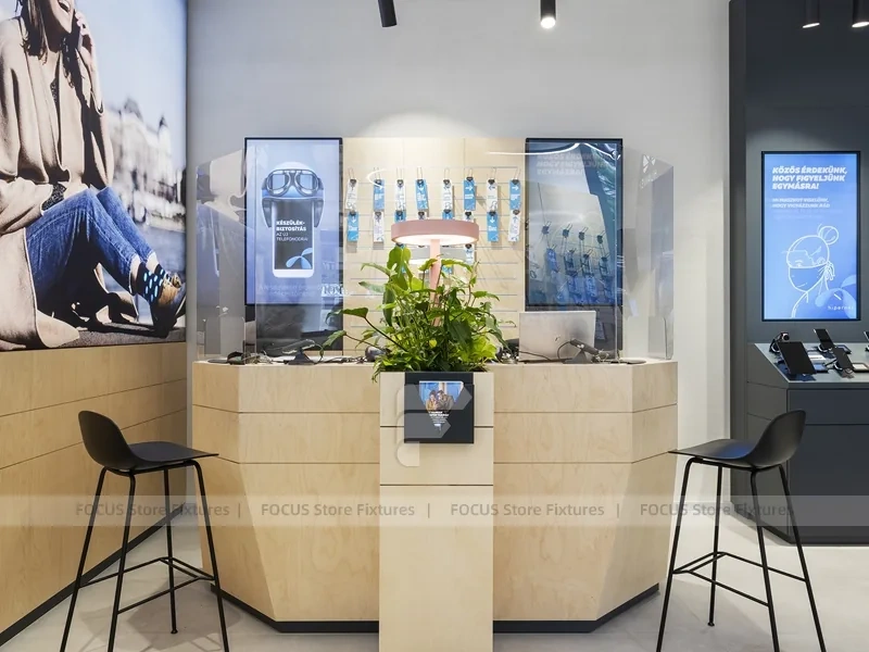 Light Wood Phone Consultation Counter Display