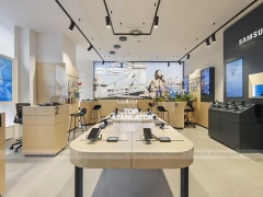 Light Wood Phone Consultation Counter Display