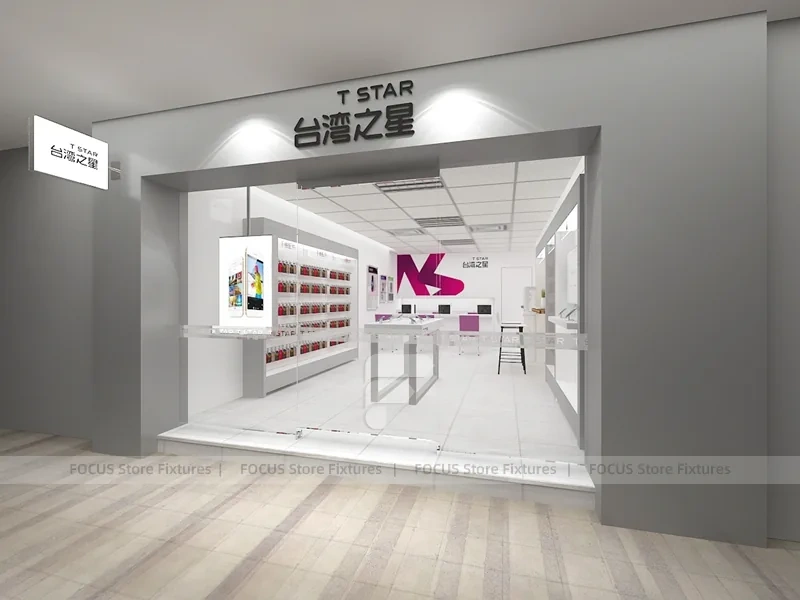 Magenta White Mobile Accessories Store Interior