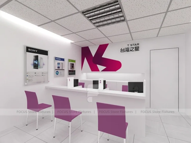 Magenta White Mobile Accessories Store Interior