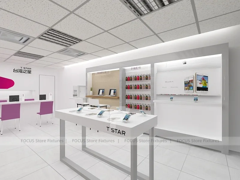 Magenta White Mobile Accessories Store Interior