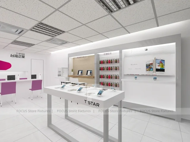 Magenta White Mobile Accessories Store Interior
