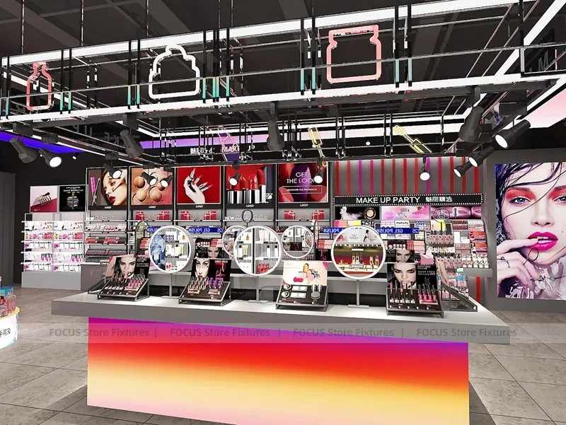 Makeup Bar Store with Rainbow Counter