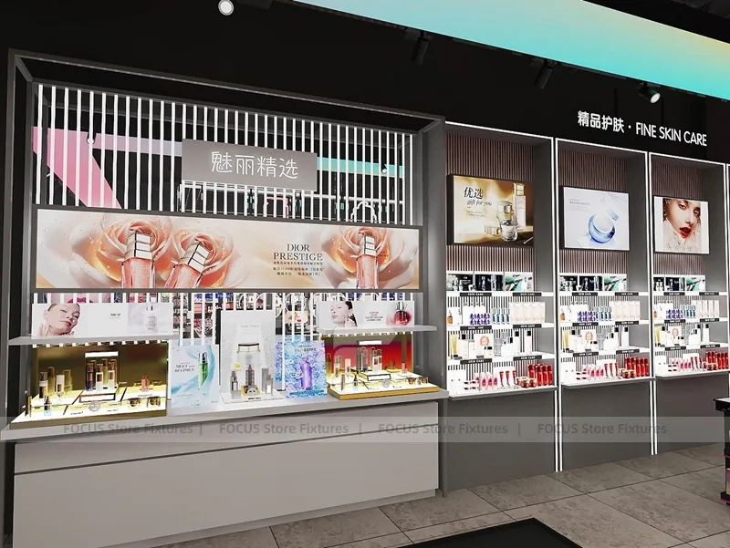 Makeup Bar Store with Rainbow Counter