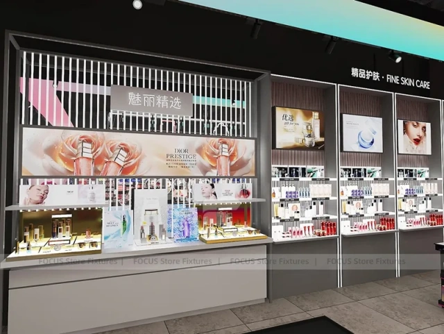Makeup Bar Store with Rainbow Counter