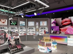 Makeup Bar Store with Rainbow Counter
