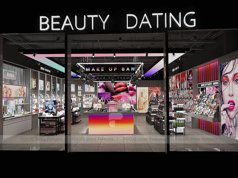 Makeup Bar Store with Rainbow Counter