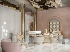 Marble Beauty Studio with Round Mirror Stations