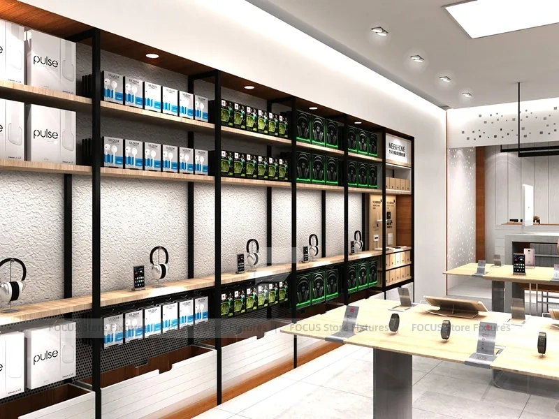Minimal White Mobile Store 3D Layout