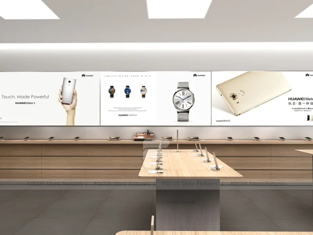 Minimal White Mobile Store 3D Layout