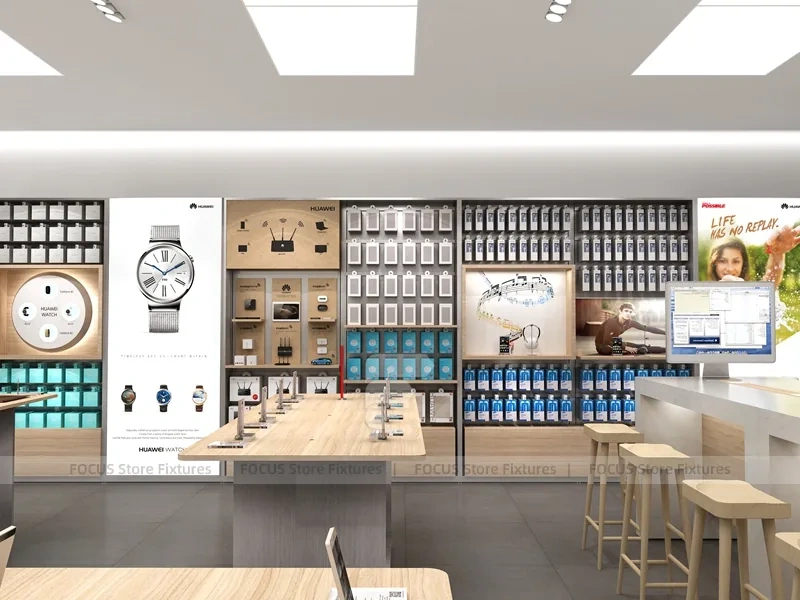 Minimal White Mobile Store 3D Layout