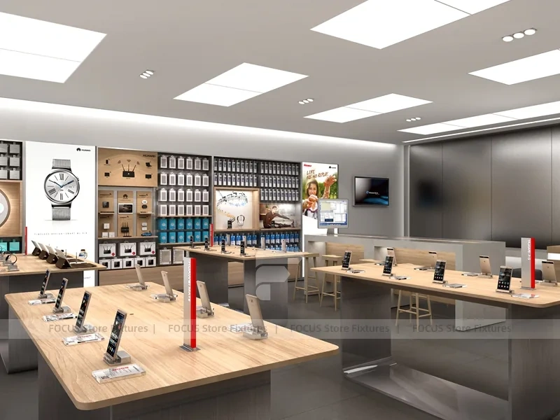 Minimal White Mobile Store 3D Layout