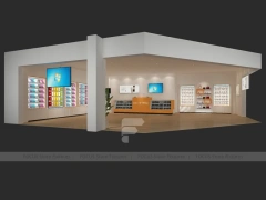 Minimal White Wood Phone Store Rendering