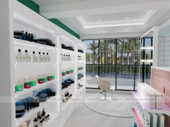 Mint Pink Skincare Store with Island Displays
