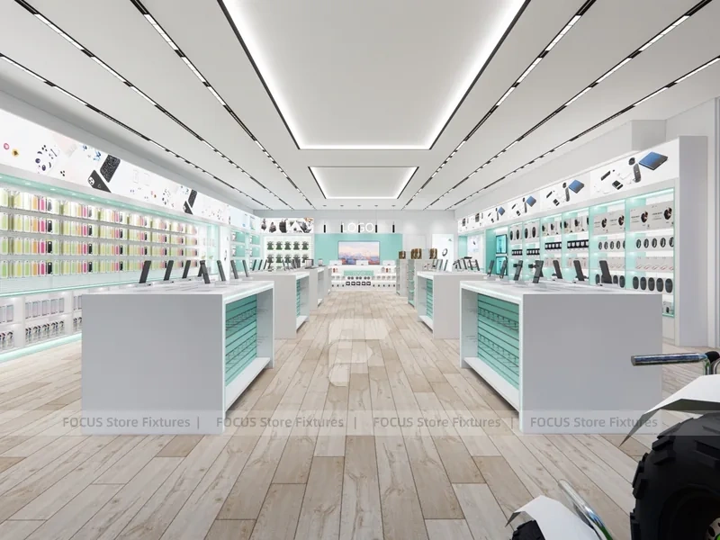 Mint White Mobile Accessories Store Interior