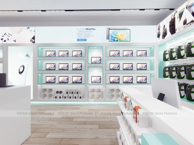 Mint White Mobile Accessories Store Interior