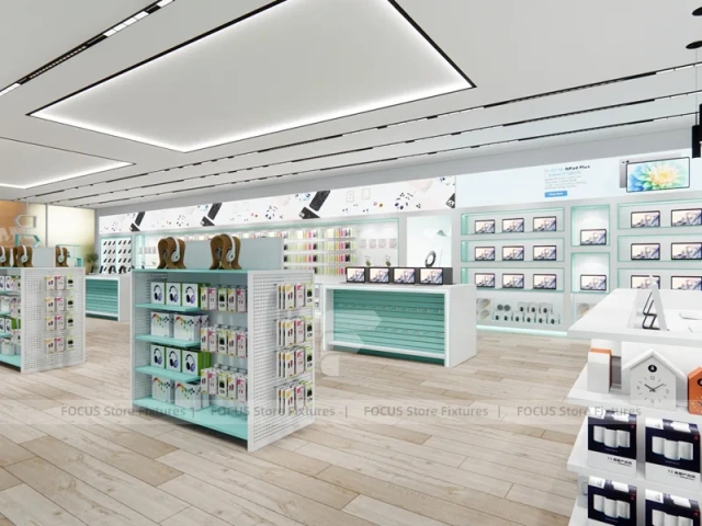 Mint White Mobile Store Counter Interior