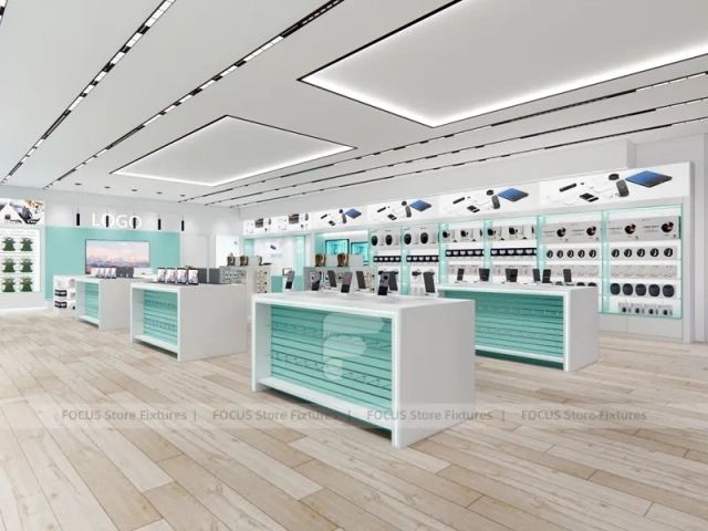 Mint White Mobile Store Counter Interior