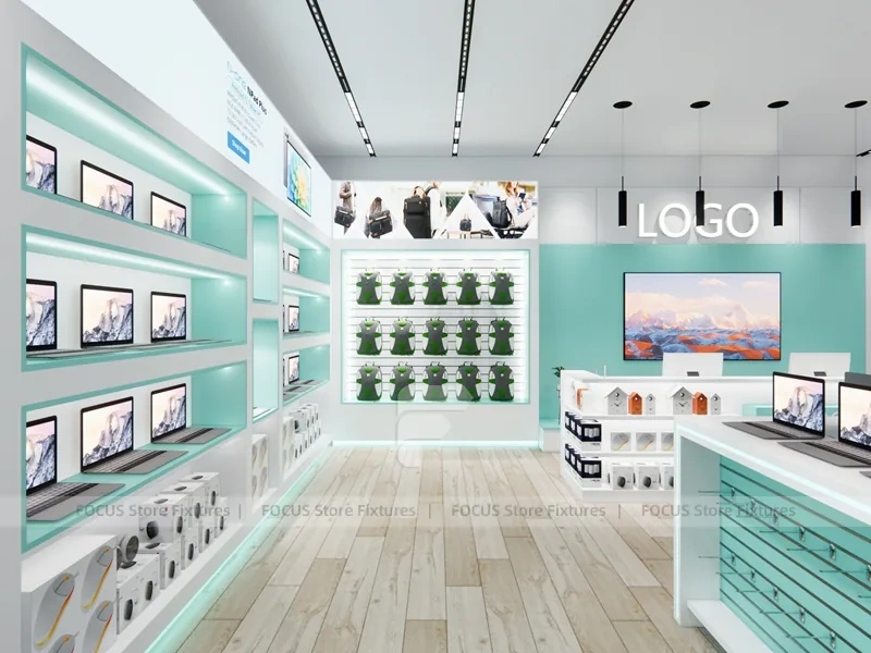 Mint White Mobile Store Counter Interior