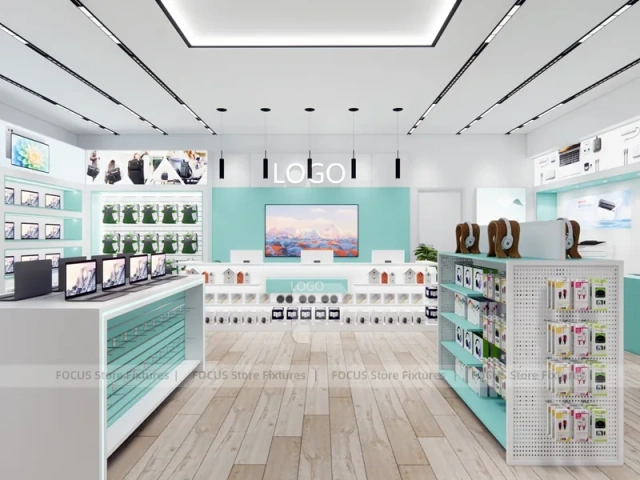 Mint White Mobile Store Counter Interior