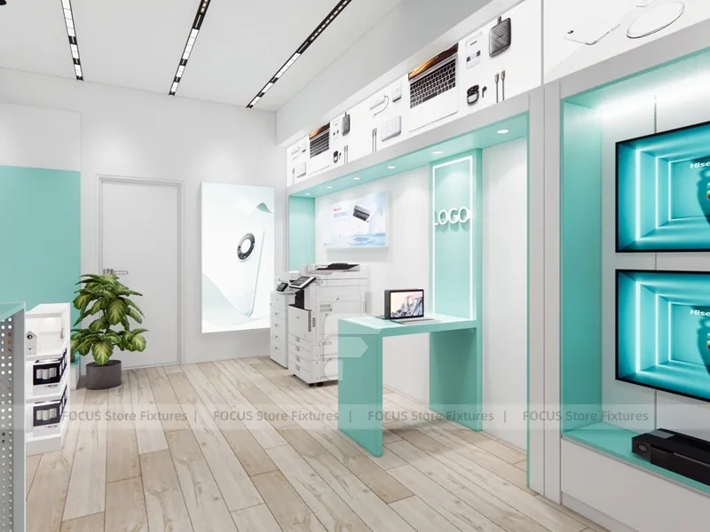 Mint White Mobile Store Counter Interior