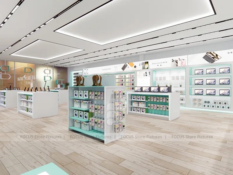Mint White Mobile Store Counter Layout