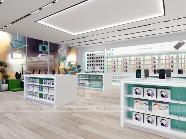 Mint White Mobile Store Counter Layout