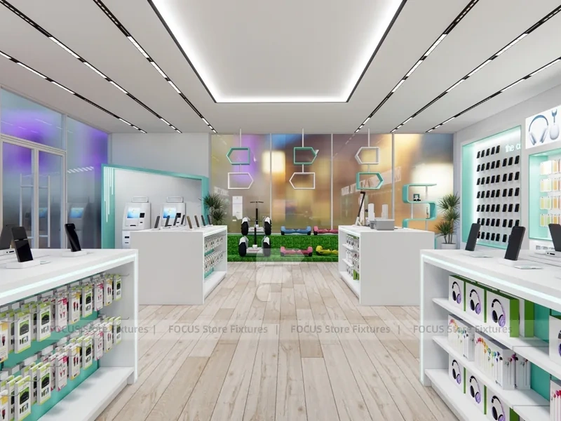 Mint White Mobile Store Counter Layout